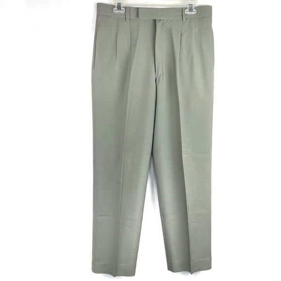 EUC-VINTAGE NEWMAN Double Pleated Front Dress Slacks Pants light Mint Green34x32 - Picture 1 of 9
